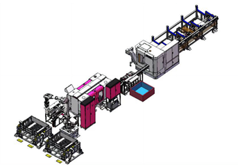 上料+鋸切+料頭料尾分選+入料輸送+雙頭倒角+出料輸送+機器人碼垛+AGV轉(zhuǎn)運