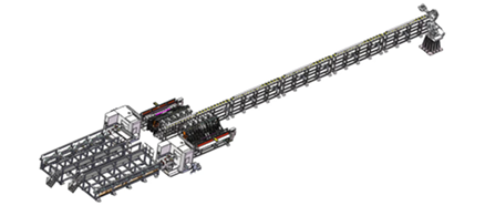 上料+鋸切+料頭料尾分選+提升過渡輸送+水平輸送+機器人轉(zhuǎn)運