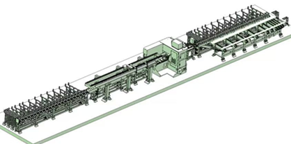 輸送上料+伺服送料+鋸切+料頭料尾分選+出料輸送+過渡輸送+下一工序倒坡口
