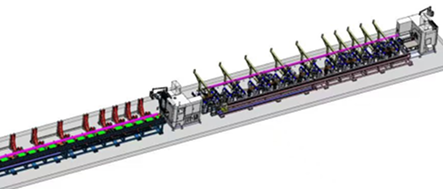 上料+鋸切+料頭+過渡輸送+測長+伺服拉料+鋸切+料尾+柔性收集